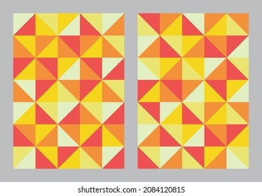 Abstract geometric pattern background. Bauhaus art style warm color. Triangle and square shape. Design for print, cover, poster, flyer, banner, wall, brochure, card, leaflet. Vector illustration.