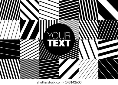abstract geometric pattern background with black and white striped squares