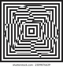 Abstract geometric pattern background with black and white arrow and square shapes