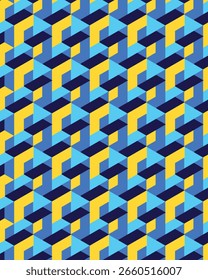 Abstract geometric pattern background in blue and yellow composition