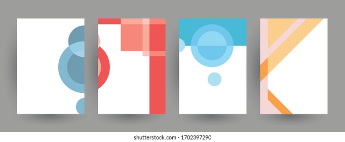 Abstract geometric pattern background for brochure cover design. Blue, yellow, red, orange, pink and green vector banner template