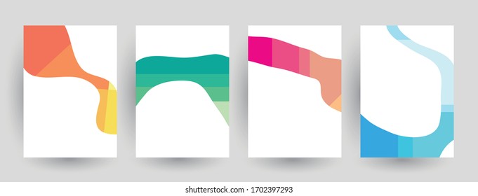 Abstract geometric pattern background for brochure cover design. Blue, yellow, red, orange, pink and green vector banner template