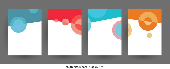 Abstract geometric pattern background for brochure cover design. Blue, yellow, red, orange, pink and green vector banner template