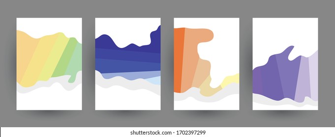 Abstract geometric pattern background for brochure cover design. Blue, yellow, red, orange, pink and green vector banner template