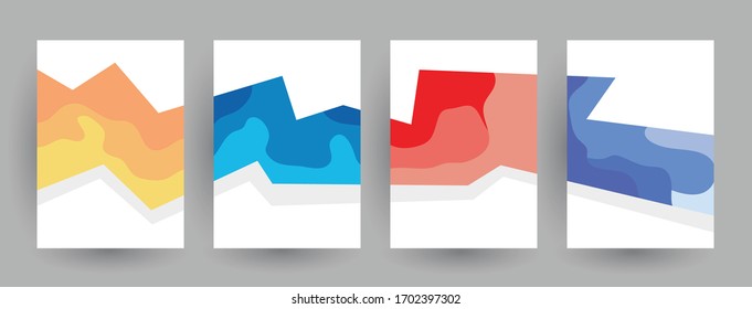 Abstract geometric pattern background for brochure cover design. Blue, yellow, red, orange, pink and green vector banner template