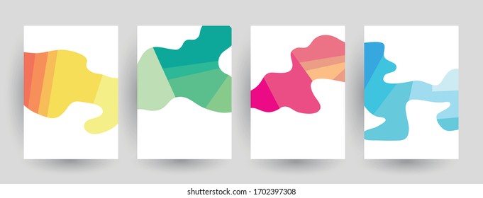 Abstract geometric pattern background for brochure cover design. Blue, yellow, red, orange, pink and green vector banner template