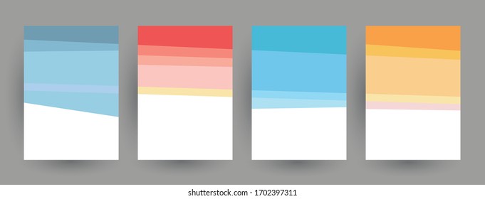 Abstract geometric pattern background for brochure cover design. Blue, yellow, red, orange, pink and green vector banner template