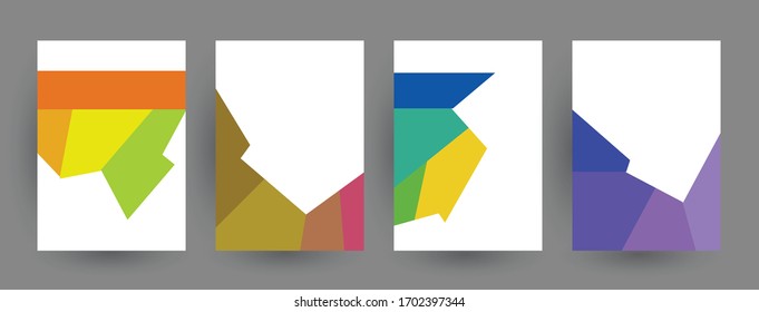 Abstract geometric pattern background for brochure cover design. Blue, yellow, red, orange, pink and green vector banner template