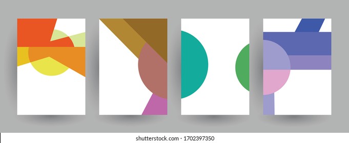 Abstract geometric pattern background for brochure cover design. Blue, yellow, red, orange, pink and green vector banner template
