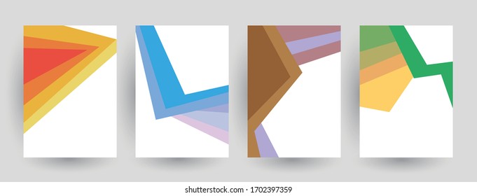Abstract geometric pattern background for brochure cover design. Blue, yellow, red, orange, pink and green vector banner template