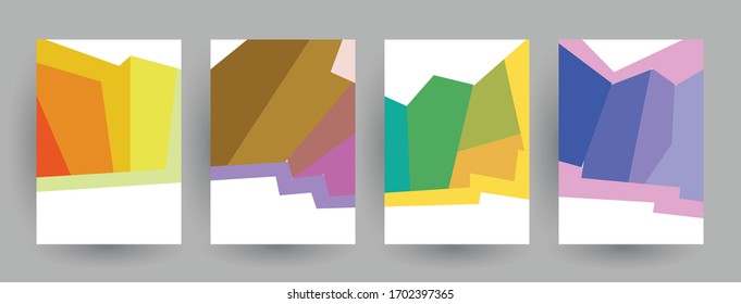 Abstract geometric pattern background for brochure cover design. Blue, yellow, red, orange, pink and green vector banner template