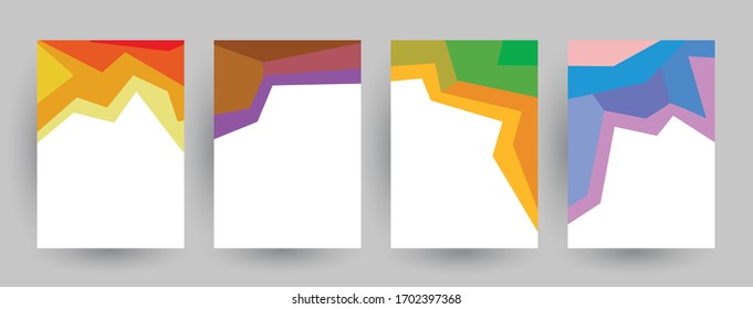 Abstract geometric pattern background for brochure cover design. Blue, yellow, red, orange, pink and green vector banner template