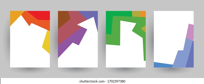 Abstract geometric pattern background for brochure cover design. Blue, yellow, red, orange, pink and green vector banner template