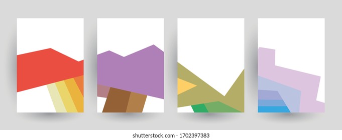 Abstract geometric pattern background for brochure cover design. Blue, yellow, red, orange, pink and green vector banner template