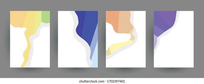 Abstract geometric pattern background for brochure cover design. Blue, yellow, red, orange, pink and green vector banner template