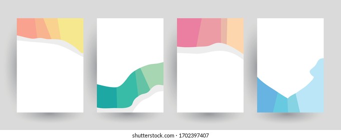 Abstract geometric pattern background for brochure cover design. Blue, yellow, red, orange, pink and green vector banner template