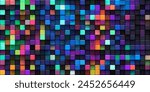 Abstract geometric pattern background with colorful 3d cubes. Multicolored randomly displaced blocks. Mosaic structure of round cubes design for banner, poster, flyer, cover. Vector illustration