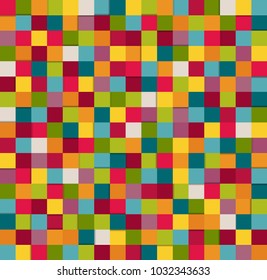 Abstract Geometric Pattern Background With Colorful Squares. Summer Mood.