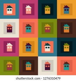 Abstract Geometric Pattern Background With Colorful Squares, Houses