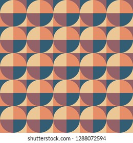 Abstract Geometric Pattern Background With Colorful Circles And Squares. Warm Sunset / Sunrise Colors