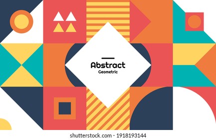 Abstract geometric pattern background in a colorful Scandinavian style. It is suitable for banners, posters, websites, advertising, etc. Vector illustration