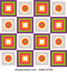 Abstract Geometric Pattern Background With Colorful Squares And Circles