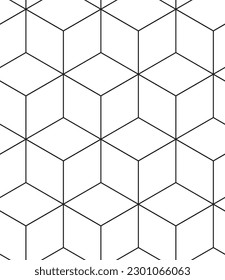 Abstract geometric pattern background with hexagonal and triangular texture. Black and white seamless grid lines. Simple minimalistic pattern