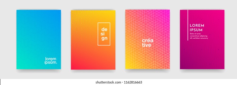 Fondo de patrón geométrico abstracto con textura de línea para el diseño de portada comercial  Plantilla de carteles de carteles de degradado rosa  naranja  púrpura  azul y verde