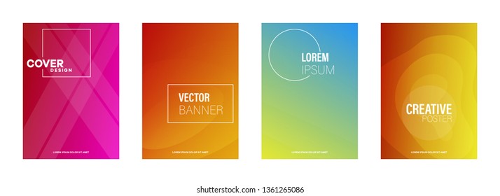 Abstract geometric pattern background with line texture for business brochure cover design. Gradient Pink, orange, purple, blue and green vector banner poster template