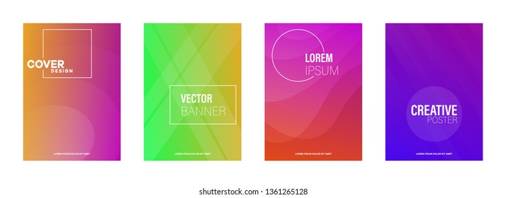 Abstract geometric pattern background with line texture for business brochure cover design. Gradient Pink, orange, purple, blue and green vector banner poster template