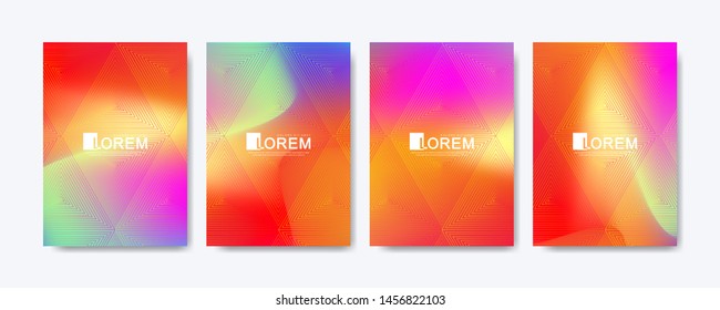 Abstract geometric pattern background with lines texture. Modern colorful abstract gradient pattern background for poster cover design web brochure leaflet flyer banner. Wave shapes bright gradient.