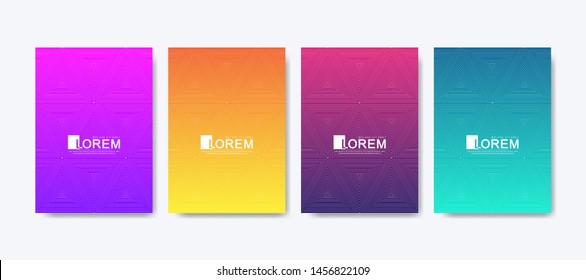 Abstract geometric pattern background with lines texture. Modern colorful abstract gradient pattern background for poster cover design web brochure leaflet flyer banner. Wave shapes bright gradient.