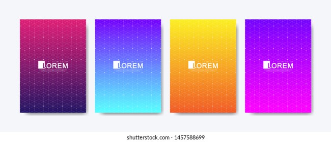 Abstract geometric pattern background with lines texture. Modern colorful abstract gradient pattern background for poster cover design web brochure leaflet flyer banner. Dots shapes bright gradient.