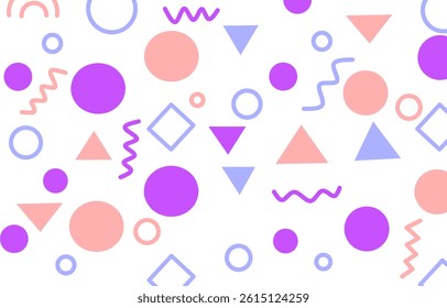 Abstract Geometric Pattern Background Pastel Circles, Triangles, and Shapes