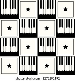 Abstract Geometric Pattern Background With Piano And Stars
