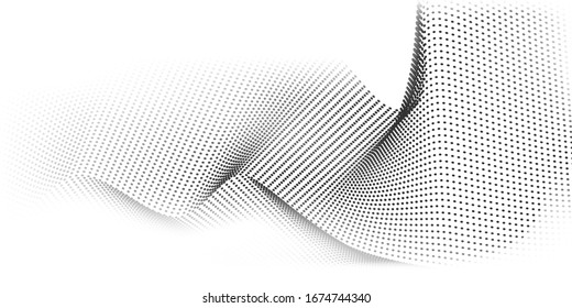 Abstract geometric pattern and background poster with dynamic waves. technology Particle Mist network Cyber security Vector illustration.