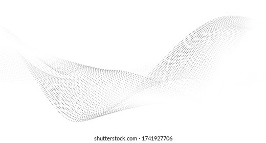 Abstract geometric pattern and background poster with dynamic waves. technology Particle Mist network Cyber security Vector illustration.