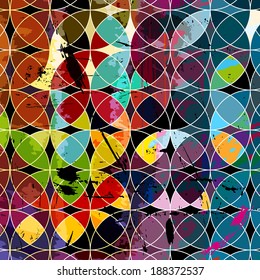 abstract geometric pattern background, retro/vintage style, with circle/oval