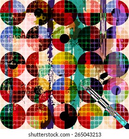 abstract geometric pattern background, retro/vintage style, with circles/dots