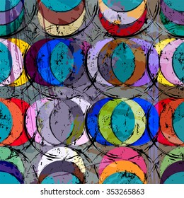 abstract geometric pattern background, retro/vintage style, with circles, strokes and splashes