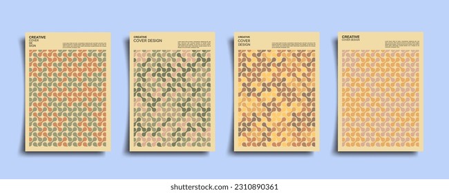 Abstract geometric pattern background set. Vector circle, triangle and square lines art design. Pastel color pattern background, posters, abstract cover design