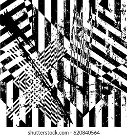 abstract geometric pattern background, with stripes, strokes and splashes, black and white