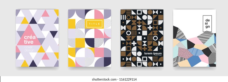 Abstract Geometric Pattern Background Texture For Poster Cover Design. Minimal Color Vector Banner Template With Circles, Square