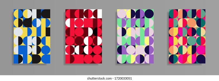 Abstract geometric pattern background texture for poster cover design. Minimal color vector banner template with circles and squares. Vector illustration.	
