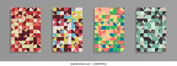 Abstract geometric pattern background texture for poster cover design. Minimal color vector banner template with circles and squares. Vector illustration.	