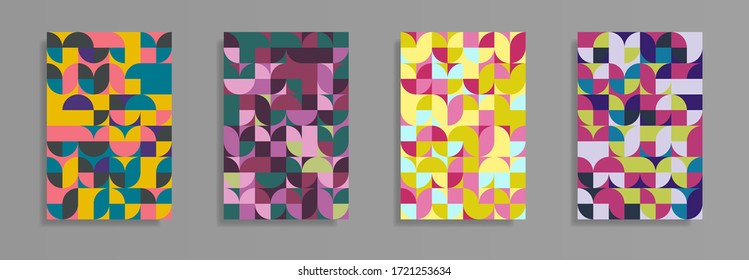 Abstract geometric pattern background texture for poster cover design. Minimal color vector banner template with circles and squares. Vector illustration.	