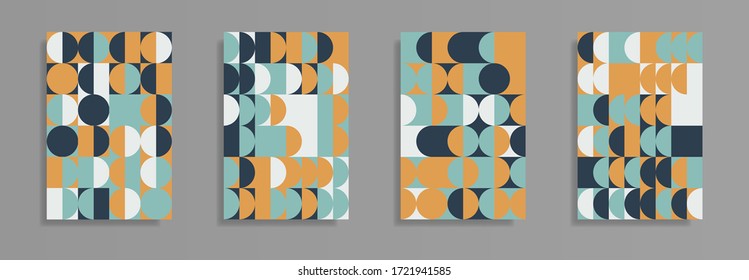 Abstract geometric pattern background texture for poster cover design. Minimal color vector banner template with circles and squares. Vector illustration.	