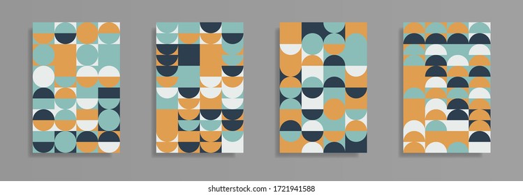 Abstract geometric pattern background texture for poster cover design. Minimal color vector banner template with circles and squares. Vector illustration.	