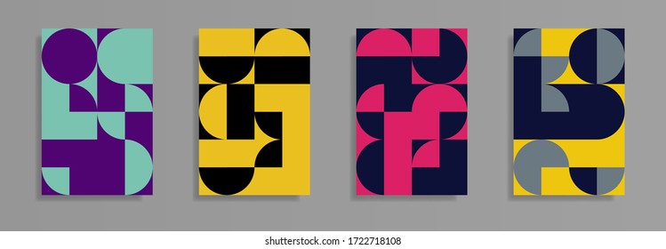  Abstract geometric pattern background texture for poster cover design. Minimal color vector banner template with circles and squares. Vector illustration.