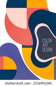 Abstract geometric pattern background texture for poster cover design. Minimal color vector banner template with circles and smooth shapes. Vector illustration.